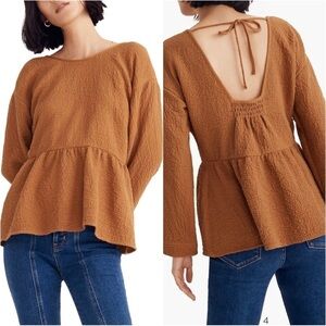 Madewell Blouse Peplum Open-Back Top Brown S